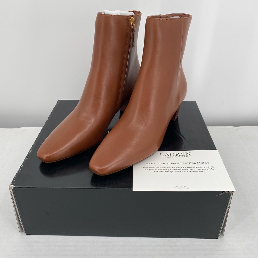 Lauren Ralph Lauren Willa Burnished 
Leather Booties. Ankle Boots Tan Size 9.5